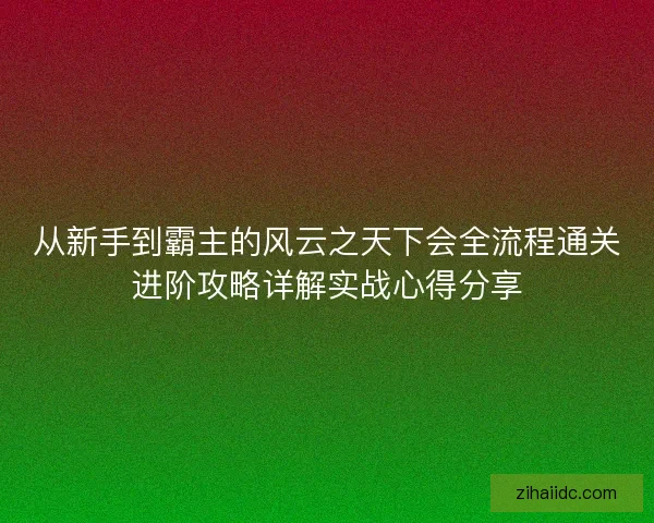从新手到霸主的风云之天下会全流程通关进阶攻略详解实战心得分享